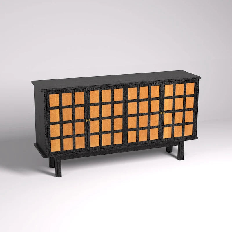 Mueble para TV negro de 60 pulgadas con almacenamiento y estantes ajustables para televisores de 65 pulgadas