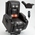 Sillón reclinable eléctrico elevador de posición infinita para personas mayores, con masaje vibratorio de 8 puntos y calefacción lumbar, puerto de carga USB