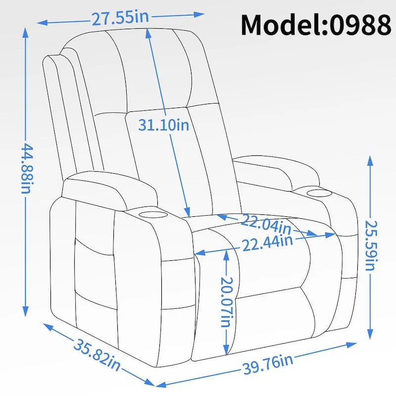 Sillón reclinable eléctrico elevador de posición infinita para personas mayores, con masaje vibratorio de 8 puntos y calefacción lumbar, puerto de carga USB