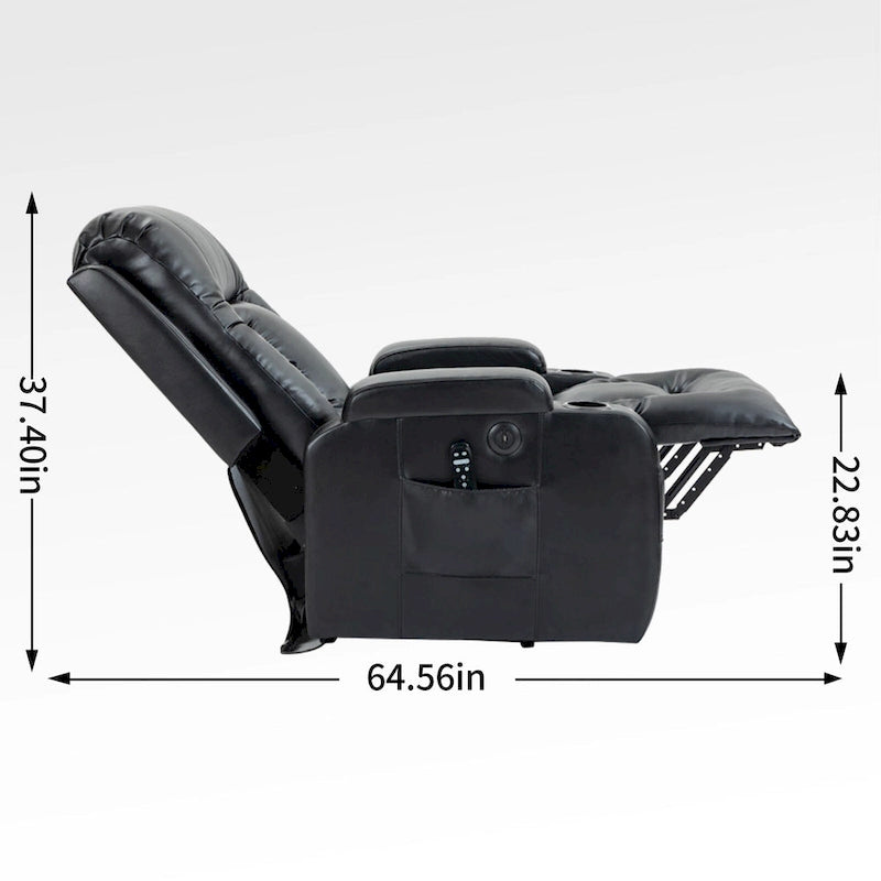 Sillón reclinable eléctrico elevador de posición infinita para personas mayores, con masaje vibratorio de 8 puntos y calefacción lumbar, puerto de carga USB