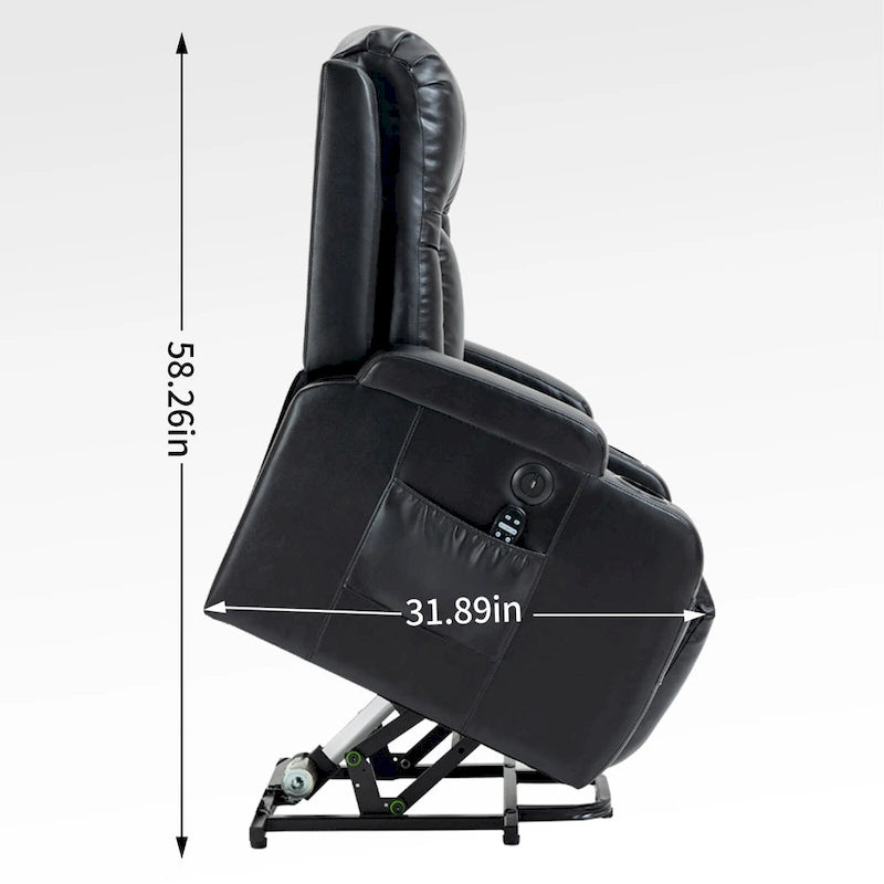 Sillón reclinable eléctrico elevador de posición infinita para personas mayores, con masaje vibratorio de 8 puntos y calefacción lumbar, puerto de carga USB