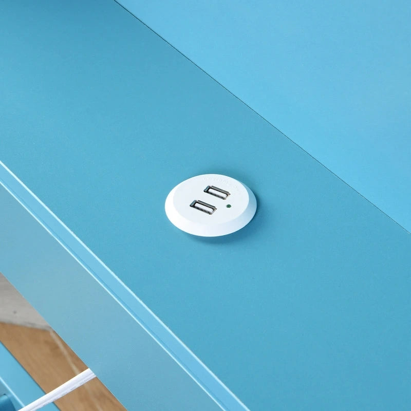 Cama de día metálica tamaño Twin con cama nido tamaño Twin, estantes de almacenamiento y puertos USB