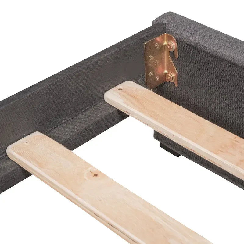 Cama de día tapizada en lino gris con 2 cajones de almacenamiento, estructura de sofá cama individual, no necesita somier