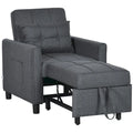 Divano letto singolo trasformabile in poliestere grigio scuro con schienale regolabile