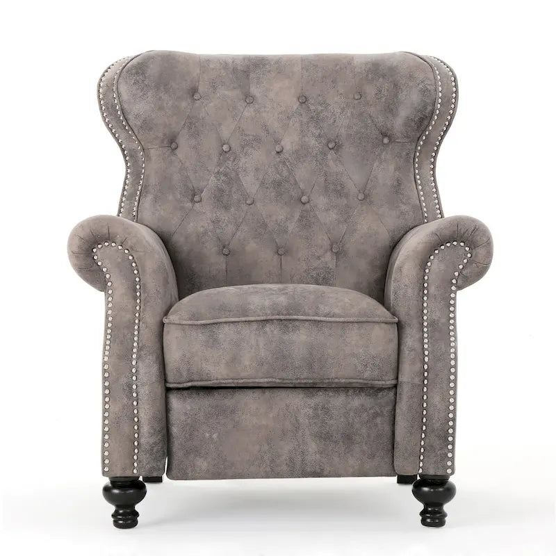 Sillón reclinable tipo club de microfibra capitoné