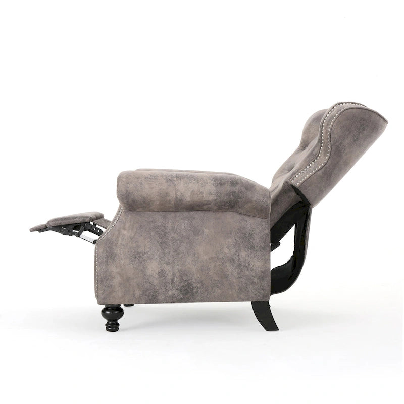Sillón reclinable tipo club de microfibra capitoné