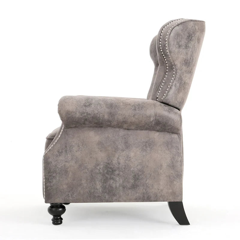 Sillón reclinable tipo club de microfibra capitoné