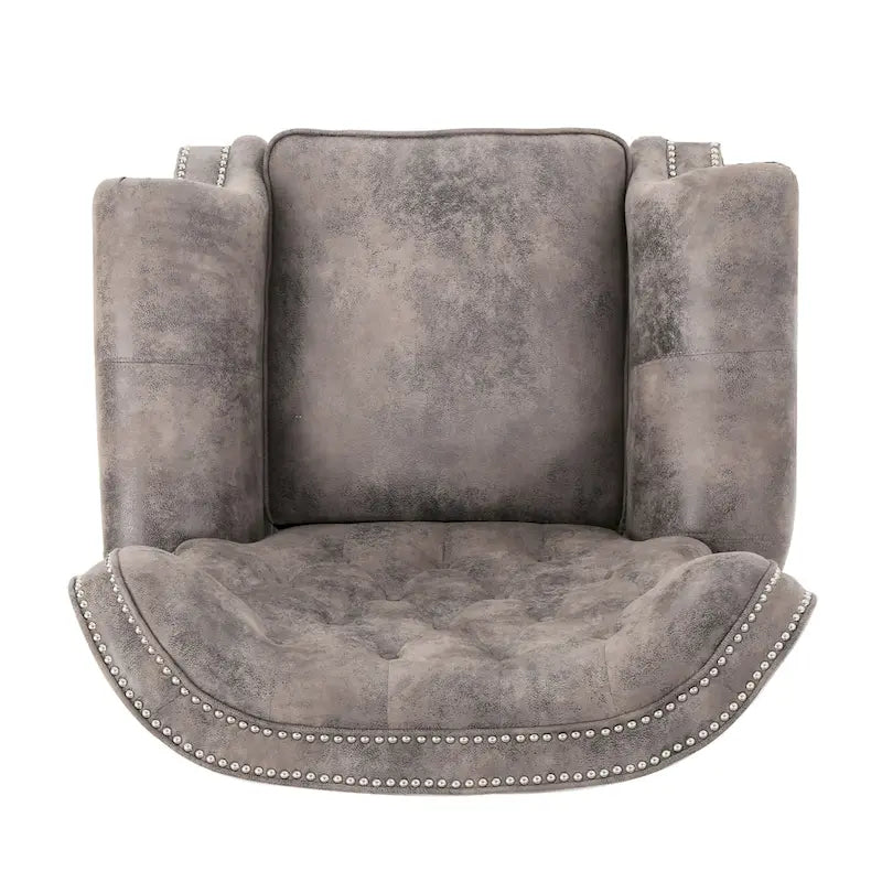 Sillón reclinable tipo club de microfibra capitoné