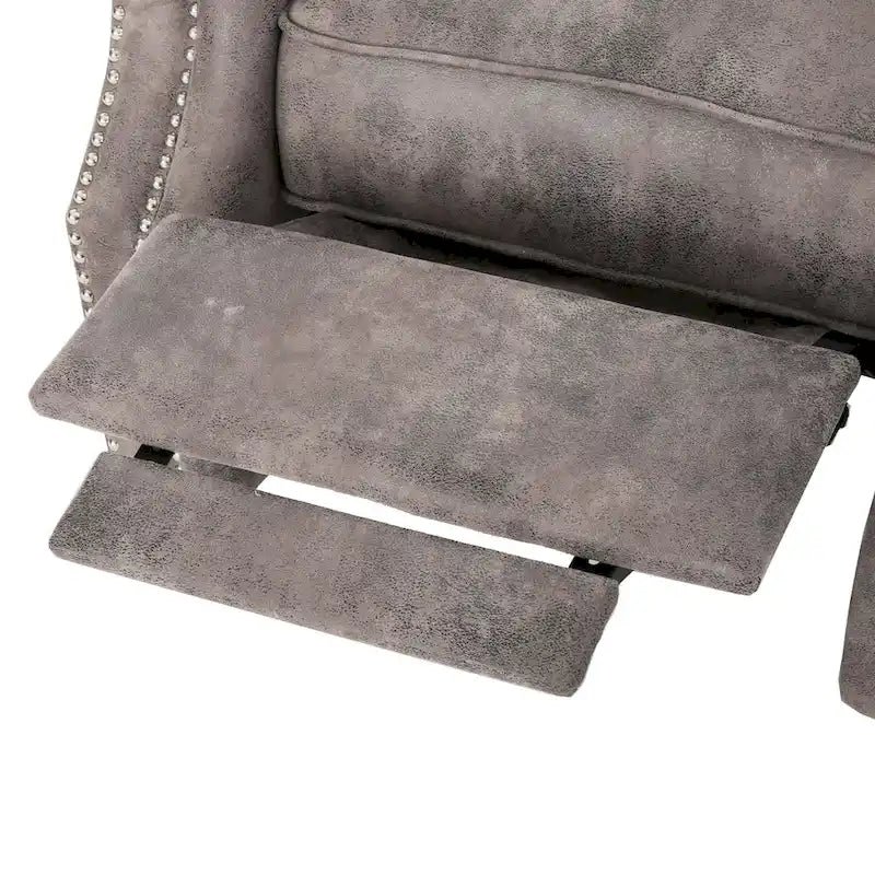 Sillón reclinable tipo club de microfibra capitoné