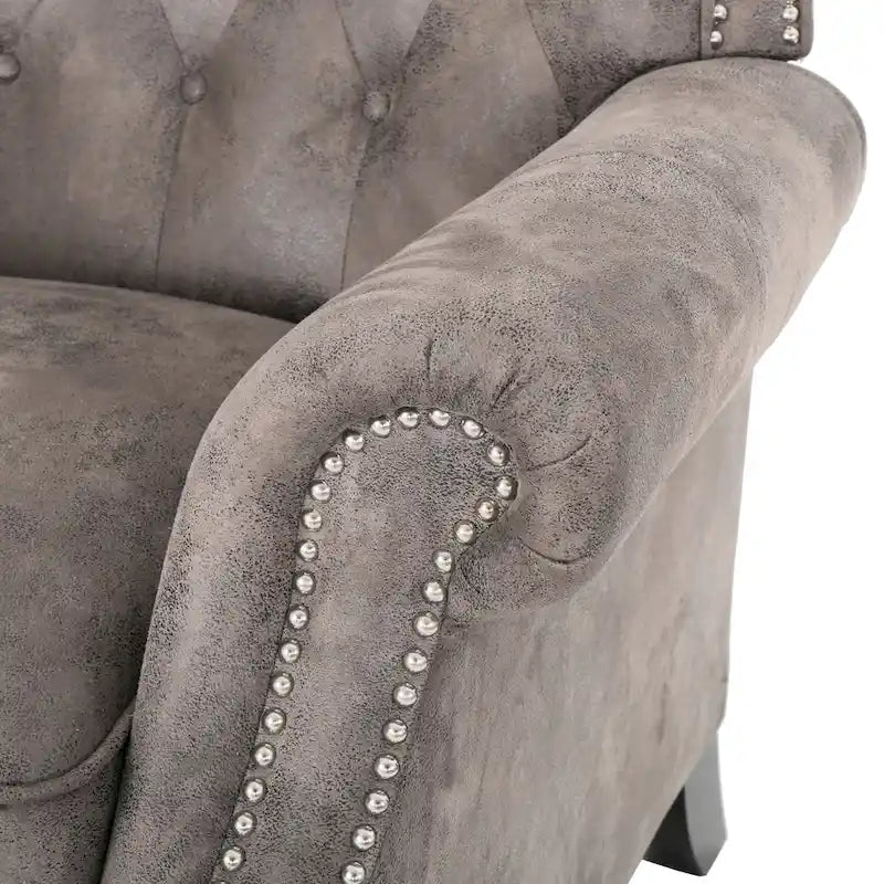 Sillón reclinable tipo club de microfibra capitoné