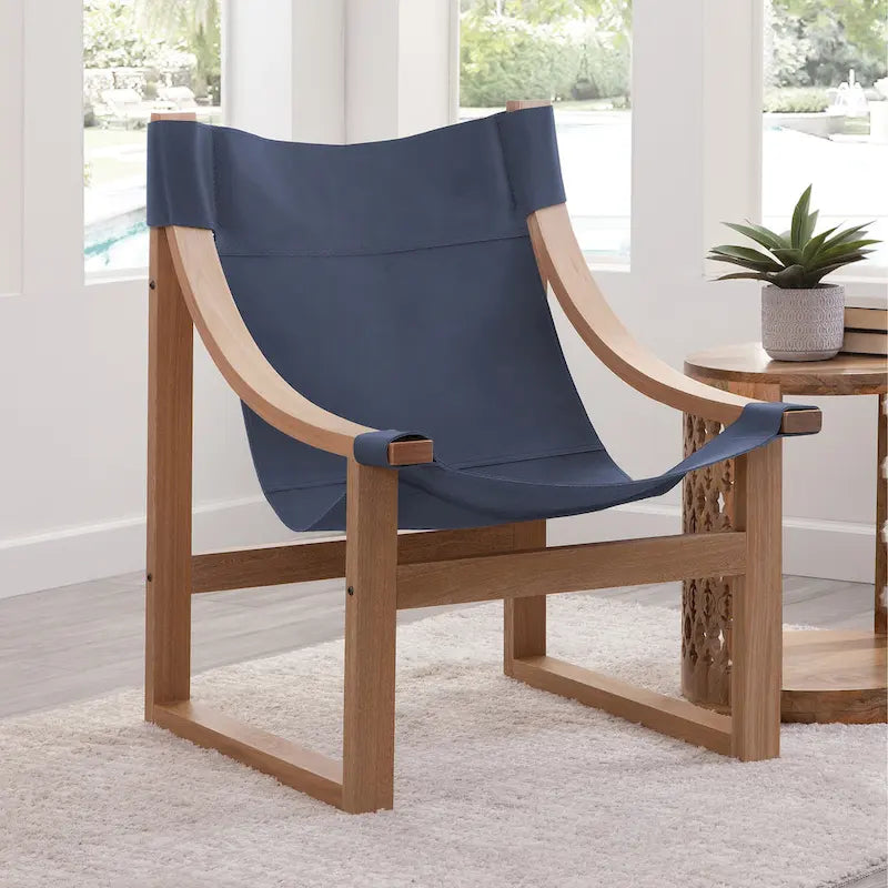 Sillón decorativo de cuero de grano superior y madera maciza