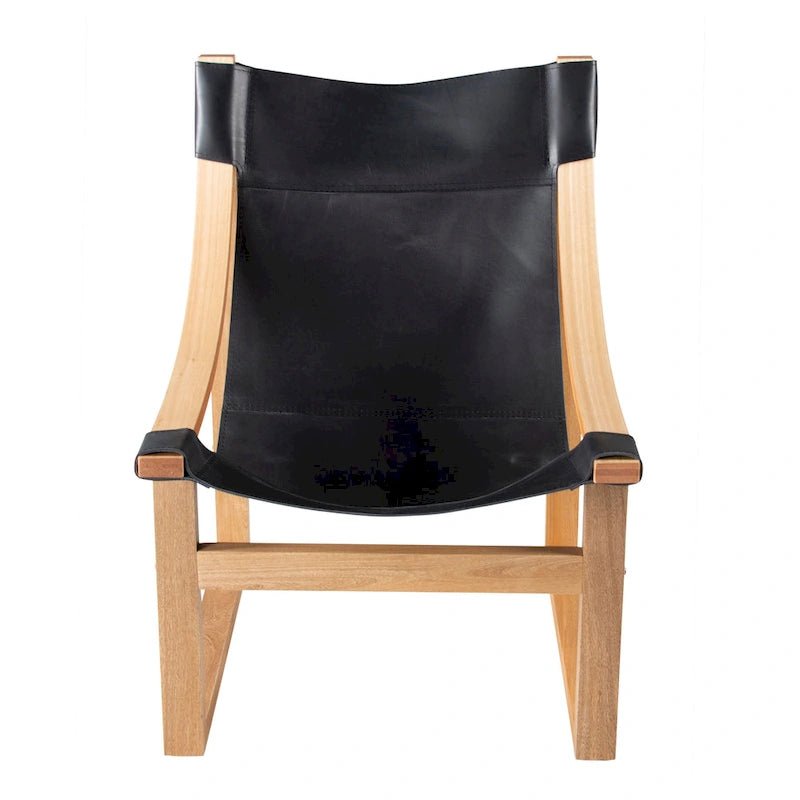Sillón decorativo de cuero de grano superior y madera maciza
