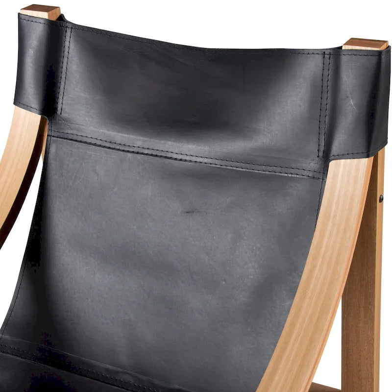 Sillón decorativo de cuero de grano superior y madera maciza
