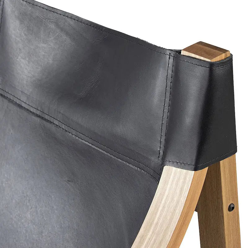 Sillón decorativo de cuero de grano superior y madera maciza
