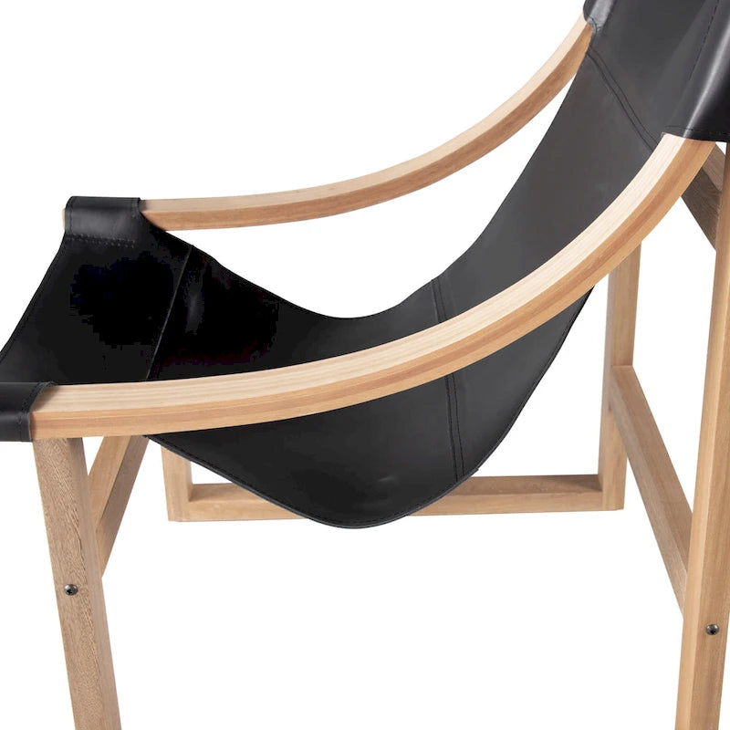 Sillón decorativo de cuero de grano superior y madera maciza
