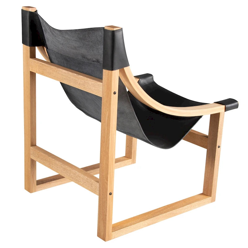 Sillón decorativo de cuero de grano superior y madera maciza