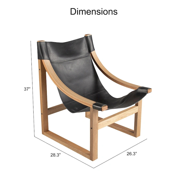 Sillón decorativo de cuero de grano superior y madera maciza