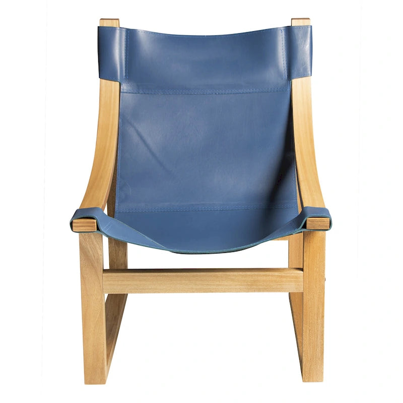 Sillón decorativo de cuero de grano superior y madera maciza