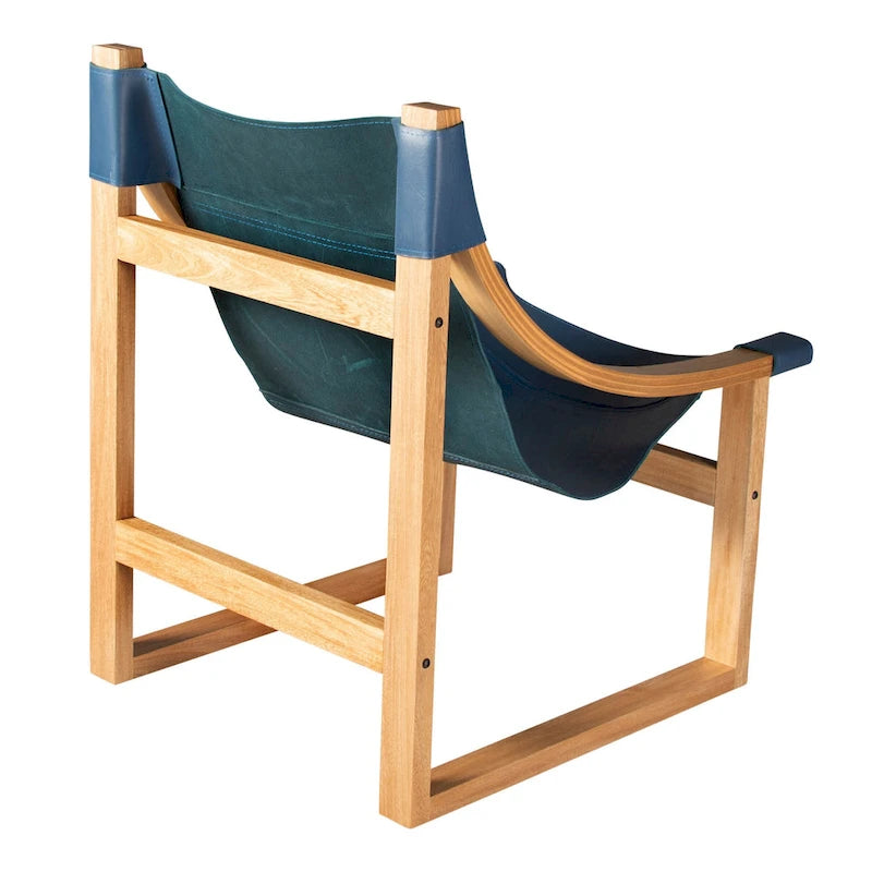 Sillón decorativo de cuero de grano superior y madera maciza