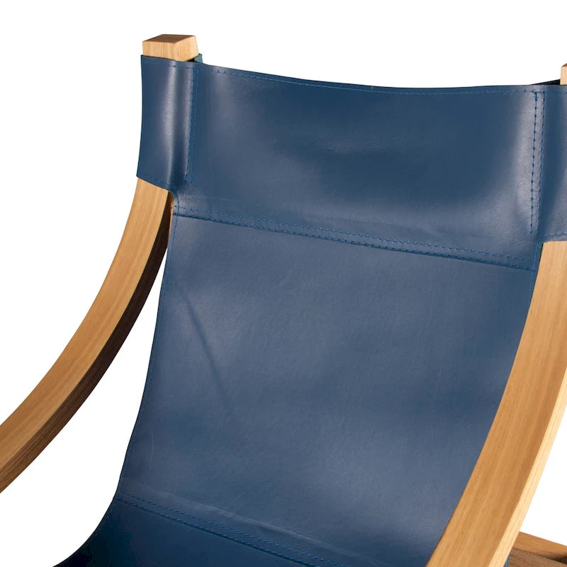 Sillón decorativo de cuero de grano superior y madera maciza