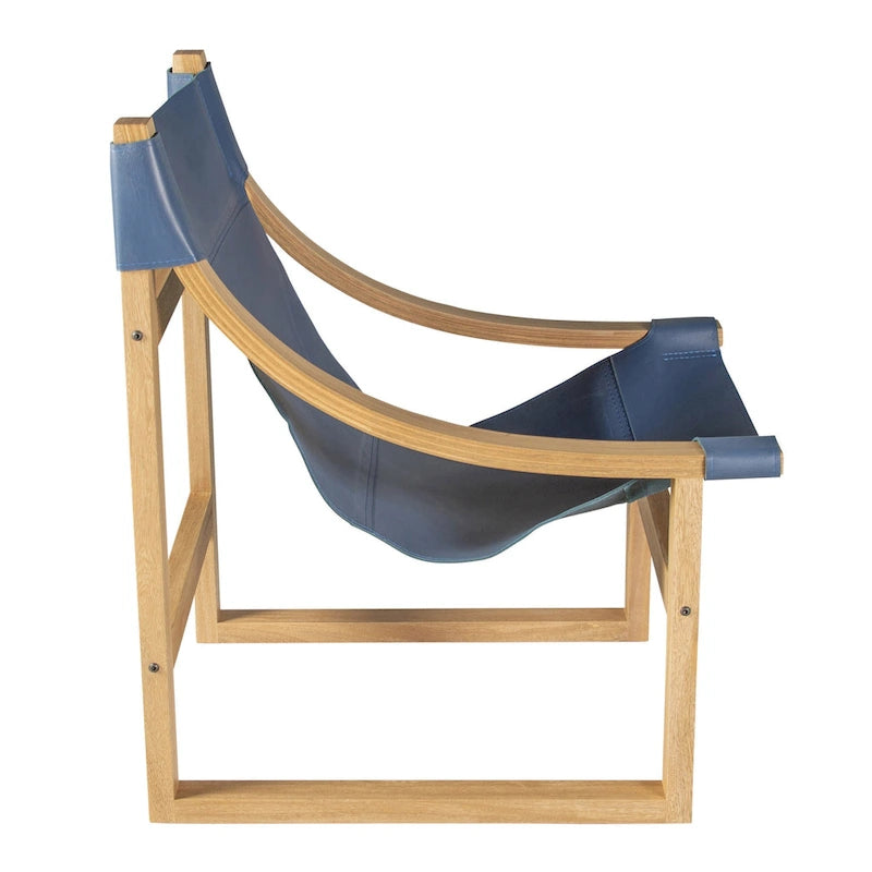 Sillón decorativo de cuero de grano superior y madera maciza