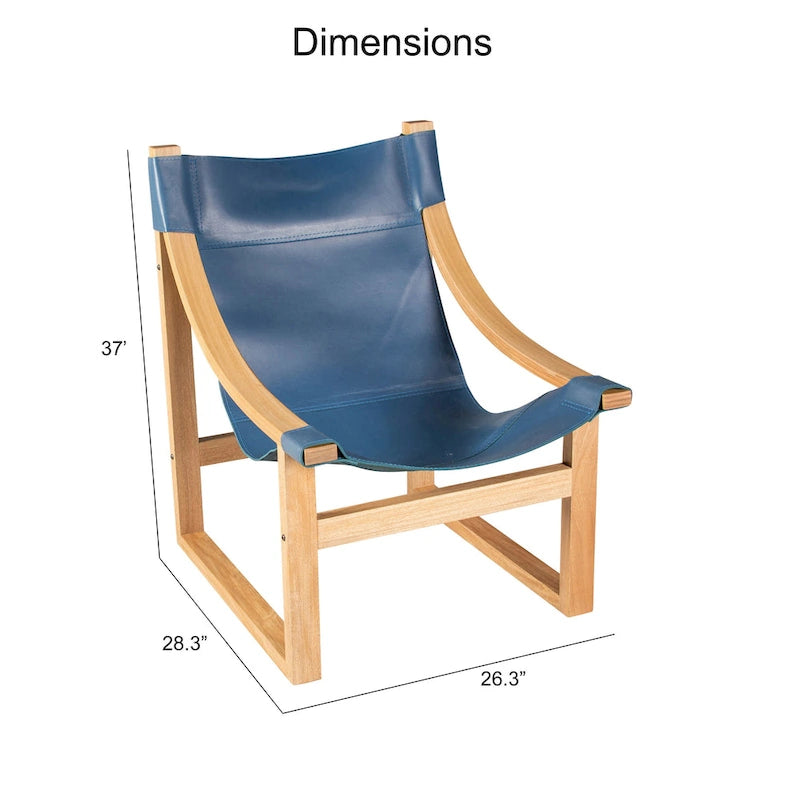 Sillón decorativo de cuero de grano superior y madera maciza