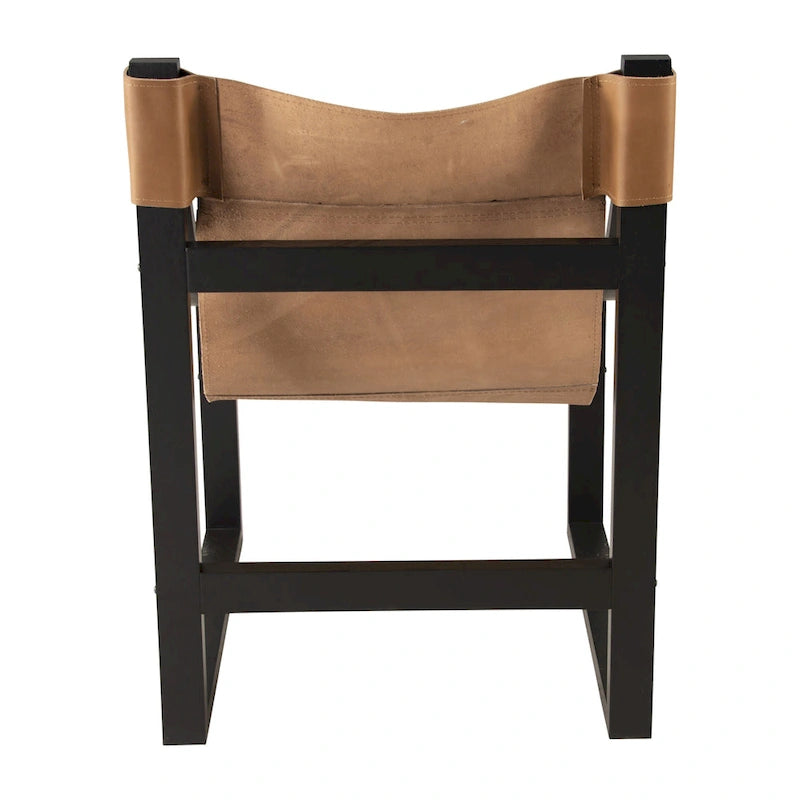 Sillón decorativo de cuero de grano superior y madera maciza