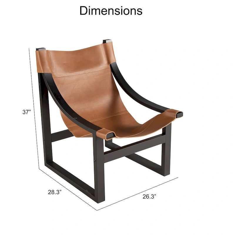 Sillón decorativo de cuero de grano superior y madera maciza