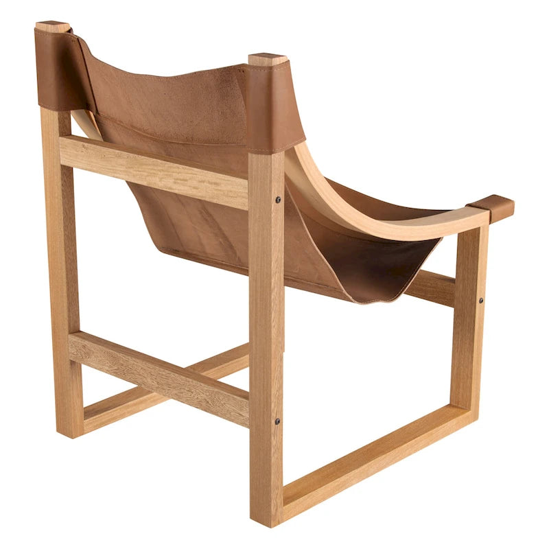 Sillón decorativo de cuero de grano superior y madera maciza