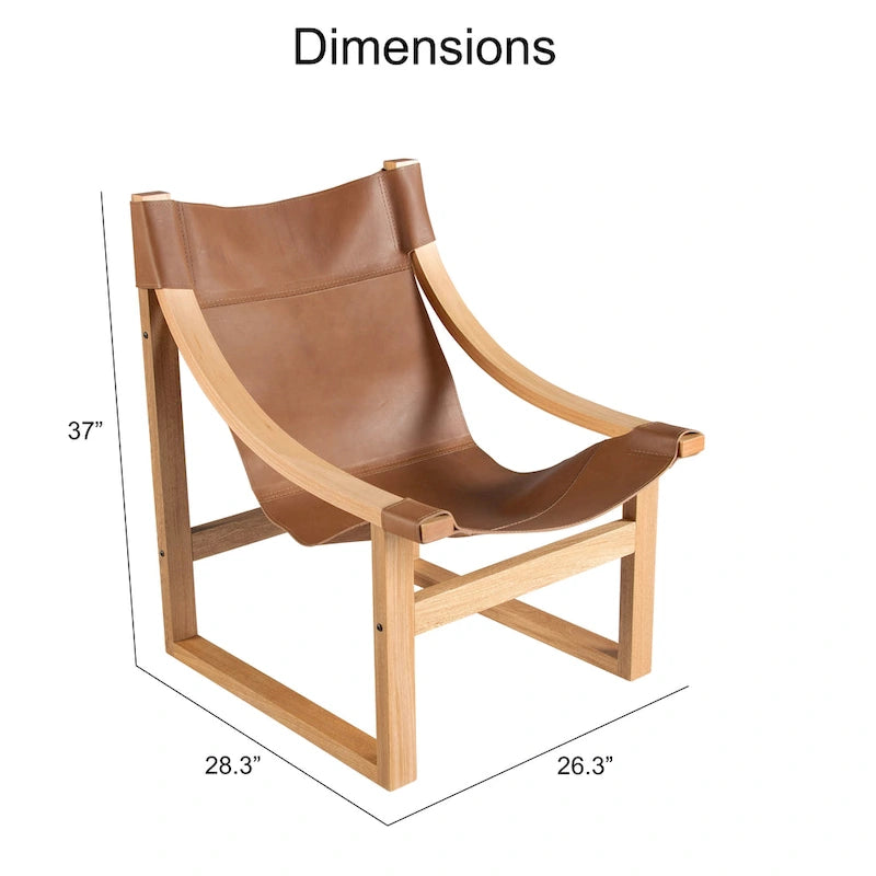 Sillón decorativo de cuero de grano superior y madera maciza