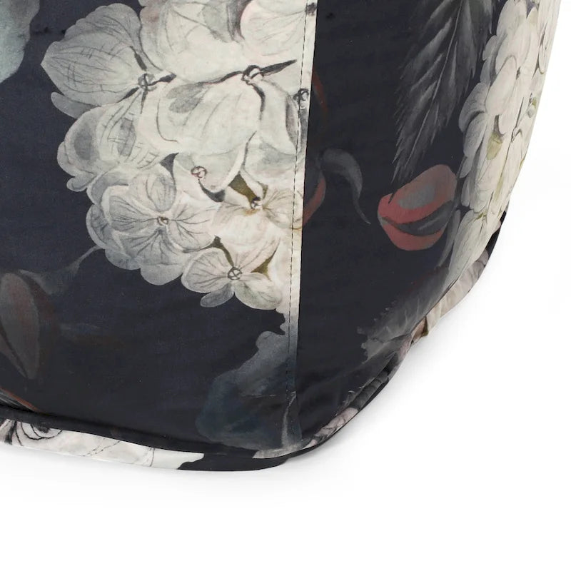 Puf cúbico tradicional mediano de tela con estampado floral