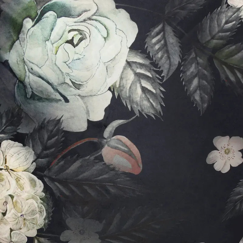 Puf cúbico tradicional mediano de tela con estampado floral