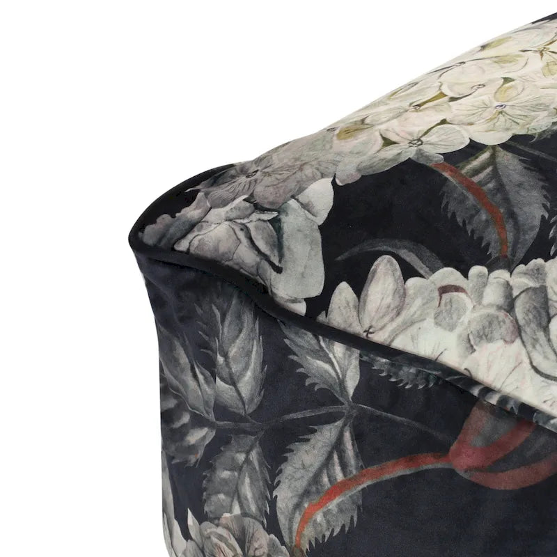 Puf cúbico tradicional mediano de tela con estampado floral