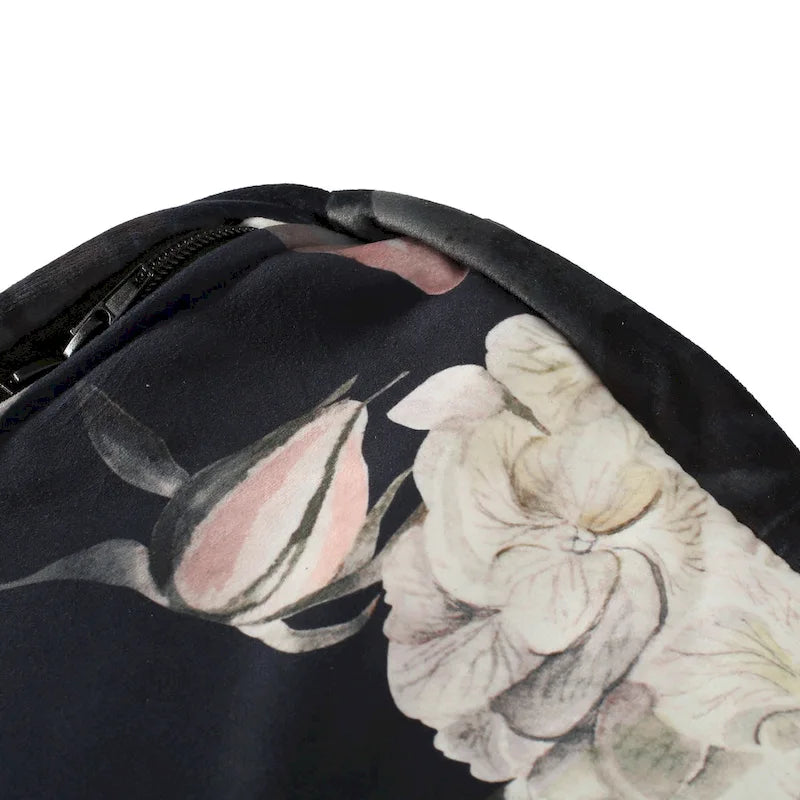 Puf cúbico tradicional mediano de tela con estampado floral