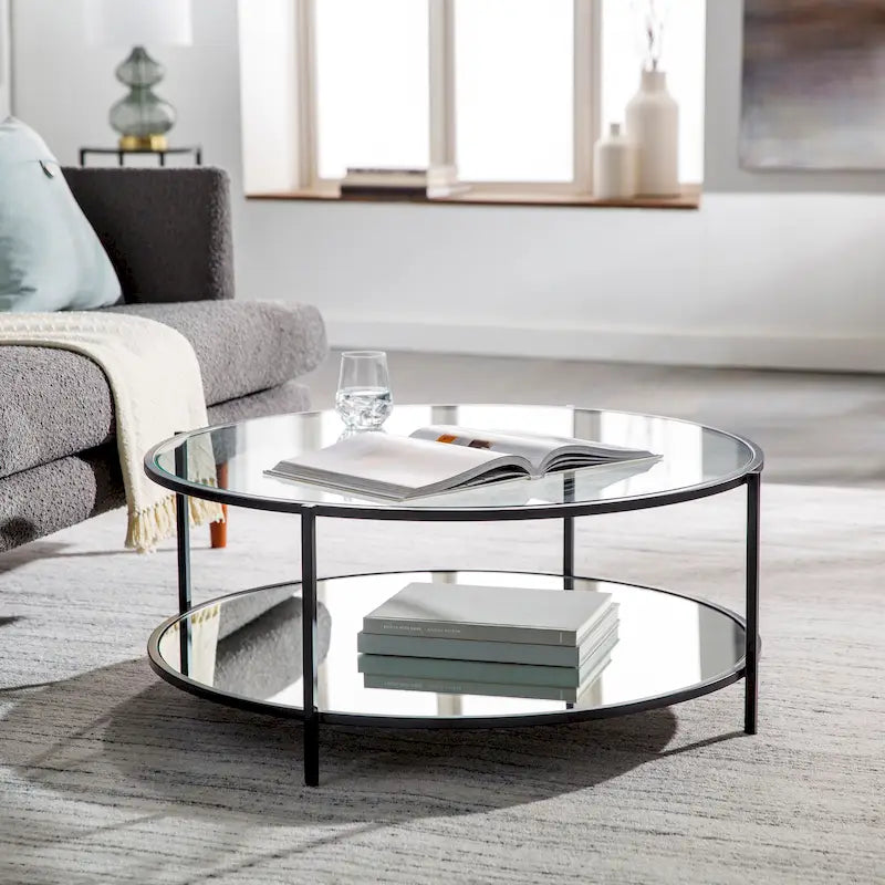 Mesa de centro redonda de vidrio - 14H x 36W x 36D