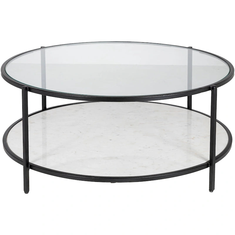 Mesa de centro redonda de vidrio - 14H x 36W x 36D