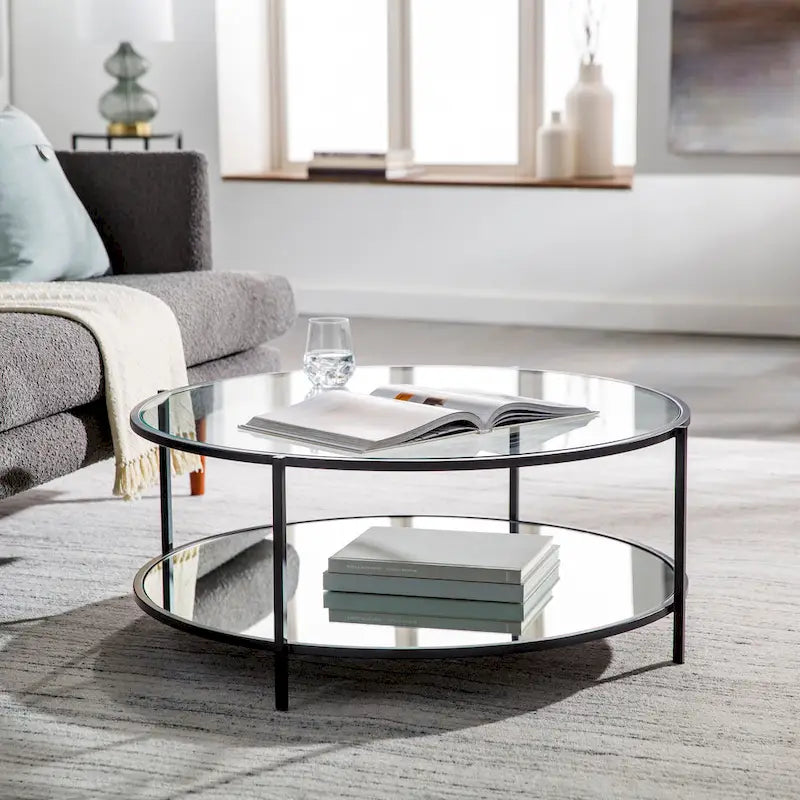 Mesa de centro redonda de vidrio - 14H x 36W x 36D