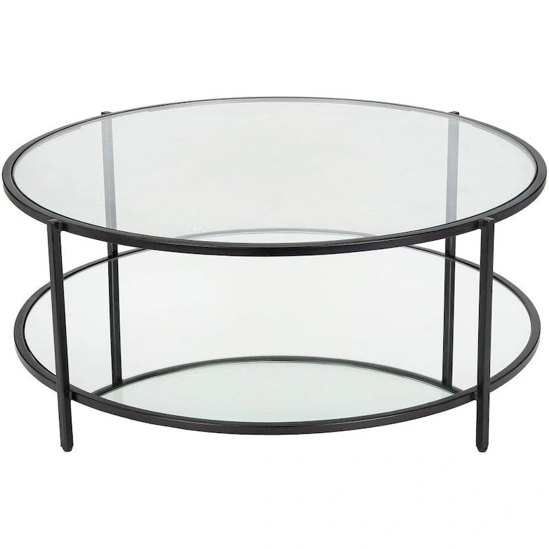 Mesa de centro redonda de vidrio - 14H x 36W x 36D