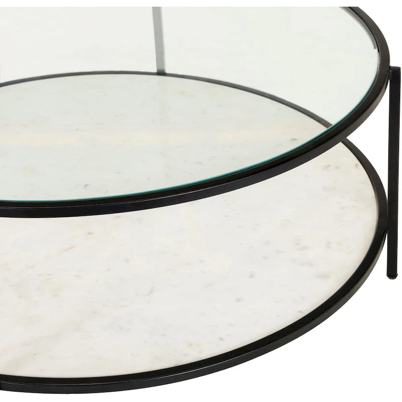 Mesa de centro redonda de vidrio - 14H x 36W x 36D