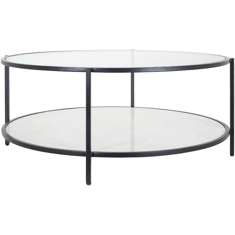 Mesa de centro redonda de vidrio - 14H x 36W x 36D