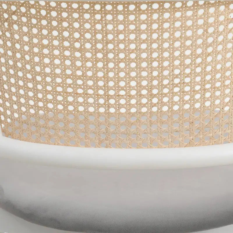 Silla auxiliar moderna y elegante con respaldo de ratán y patas de acero blanco para comedor y cocina, juego de 2