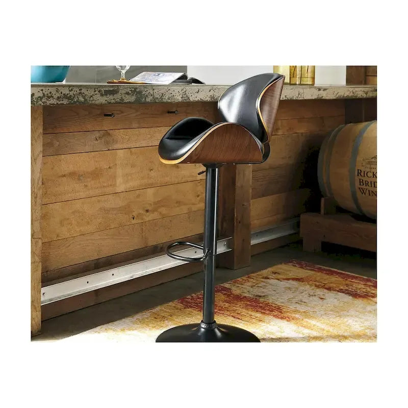 Signature Design by Ashley Harley Modern Adjustable Brown and Black Bar Stool