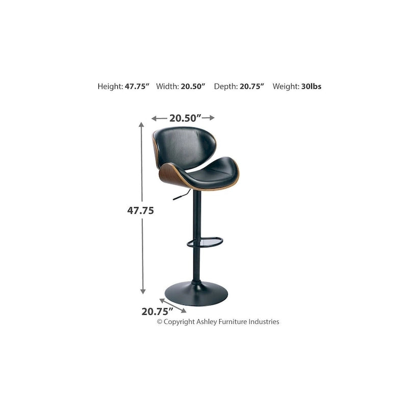 Taburete de bar moderno ajustable marrón y negro