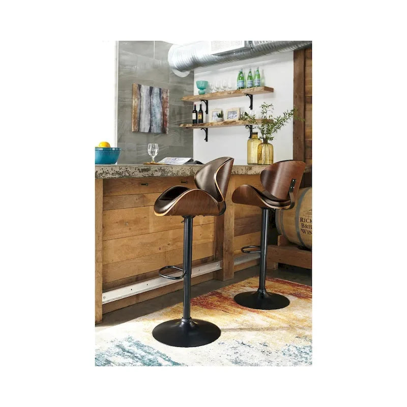 Taburete de bar moderno ajustable marrón y negro