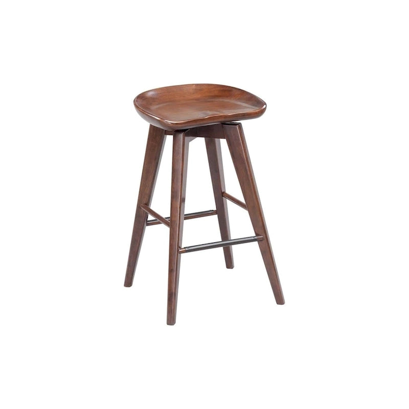 Taburete de bar de interior giratorio, de madera y sin respaldo