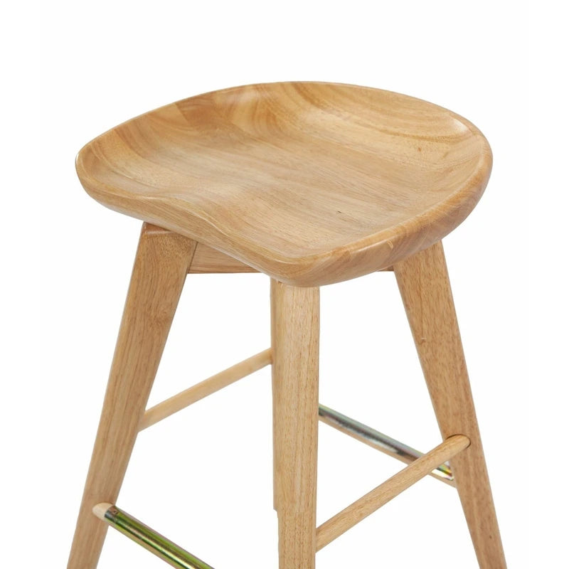 Taburete de bar de interior giratorio, de madera y sin respaldo
