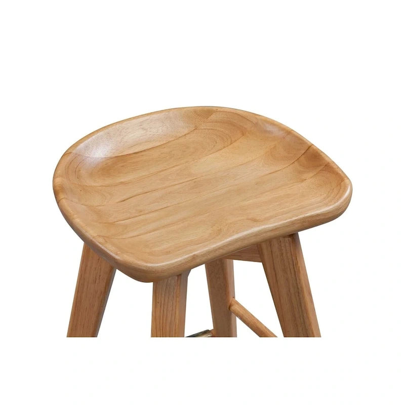Taburete de bar de interior giratorio, de madera y sin respaldo