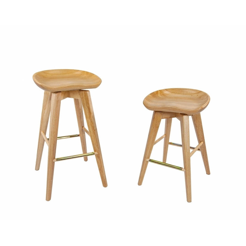 Taburete de bar de interior giratorio, de madera y sin respaldo