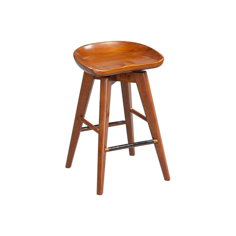 Taburete de bar de interior giratorio, de madera y sin respaldo