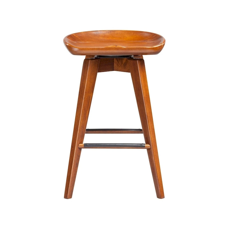Taburete de bar de interior giratorio, de madera y sin respaldo